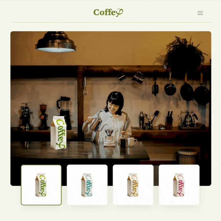 gif of coffee e-commerce website demo