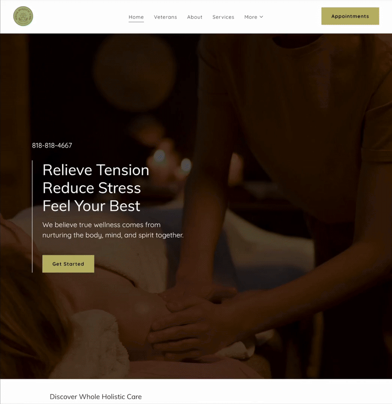 gif of massage therapist website
